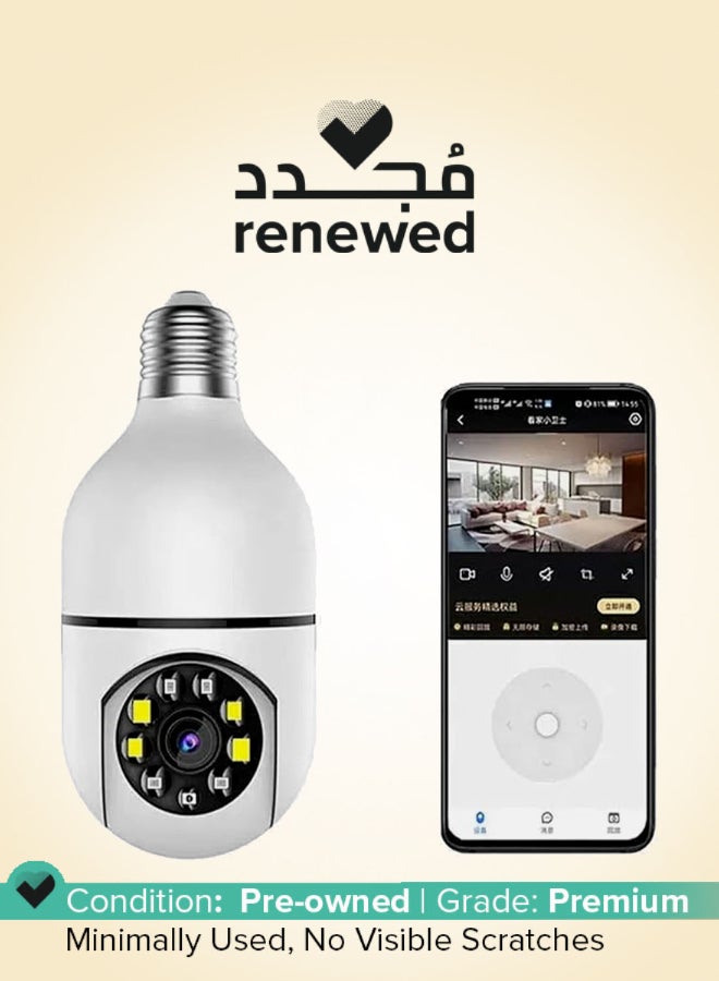 TECHNOVIEW Renewed - CCTV Camera 1080p Bulb Shape PTZ V380 Pro Security Camera with LED Lights & Auto Tracking Motion Detection -WHITE - Image 1